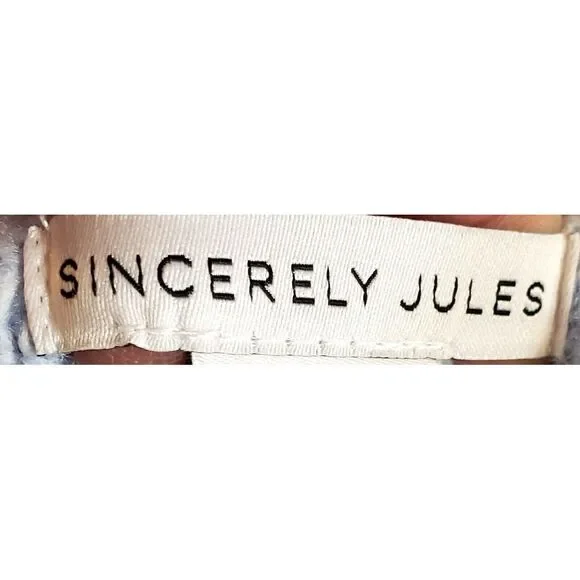 Sincerely Jules Sweater US LG Ribbed Powder Blue Ribbed Texture Long Sleeve - Picture 7 of 9